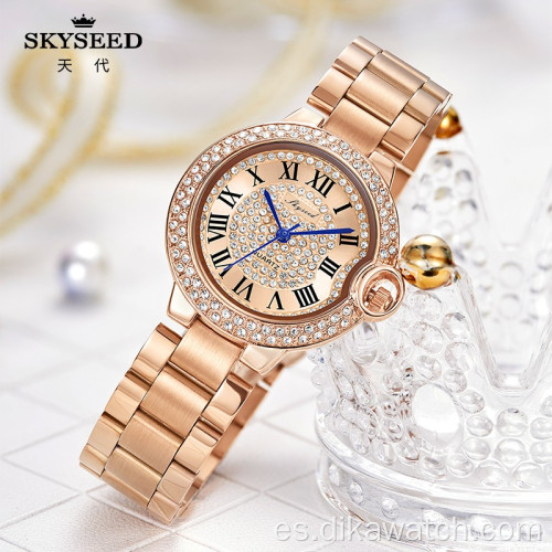 SKYSEED dial diamante oro reloj femenino cuarzo impermeable